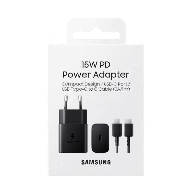 Samsung Chargeur Complet - Adaptateur 15W & Câble USB Type-C vers Type-C - BASIC INFORMATIQUE